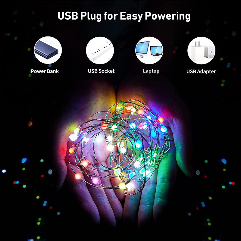 USB inteligente Bluetooth Led alambre de cobre cadena de luz Control de aplicación decoración del árbol de Navidad Año nuevo guirnalda de luces de hadas decoración de Navidad