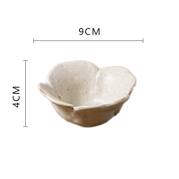 Japanese Style Coarse Pottery Tableware Flower Snack Bowl Sauce Dipping Small Bowl