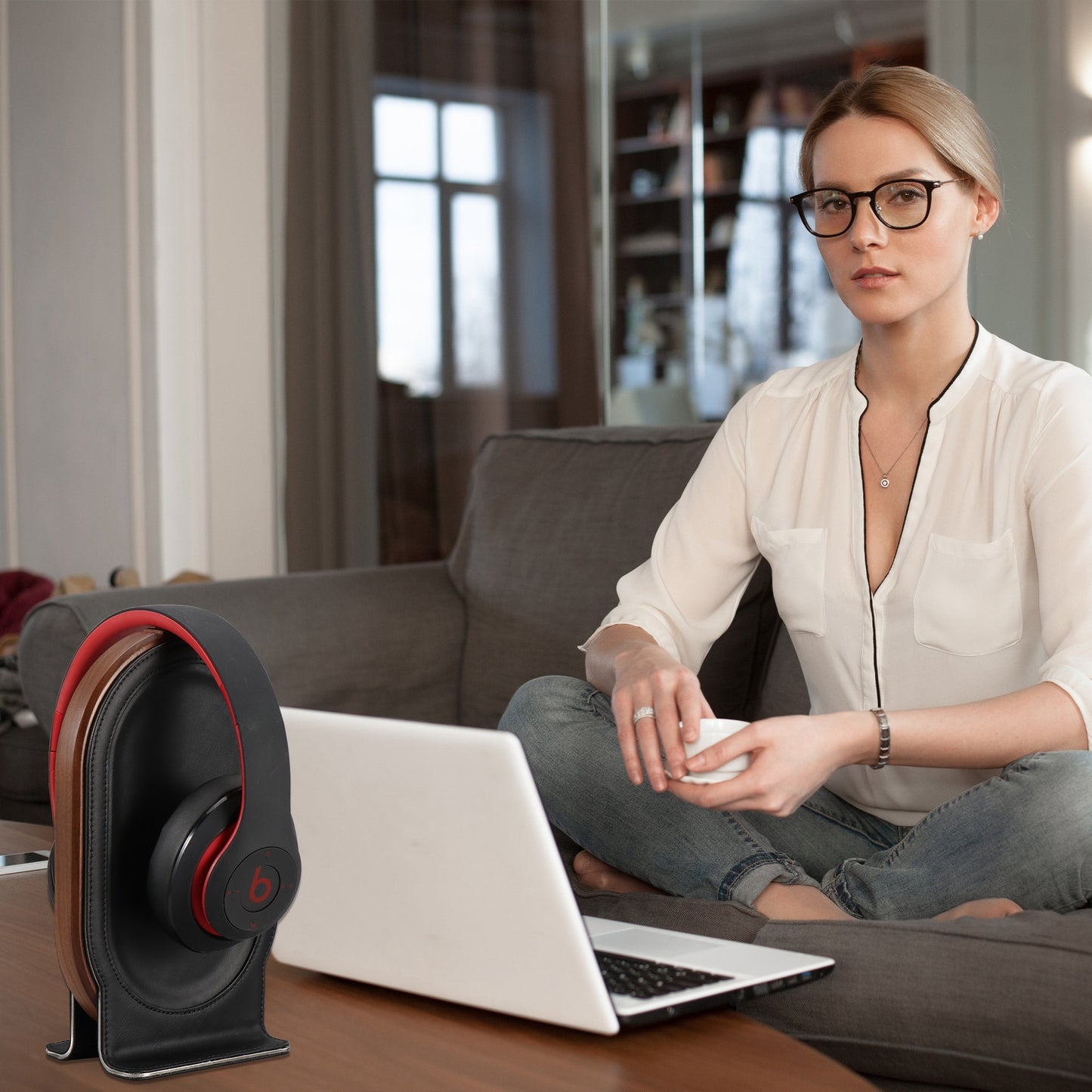 Walnut Headphone Bracket Headset Rack For Desktop Display