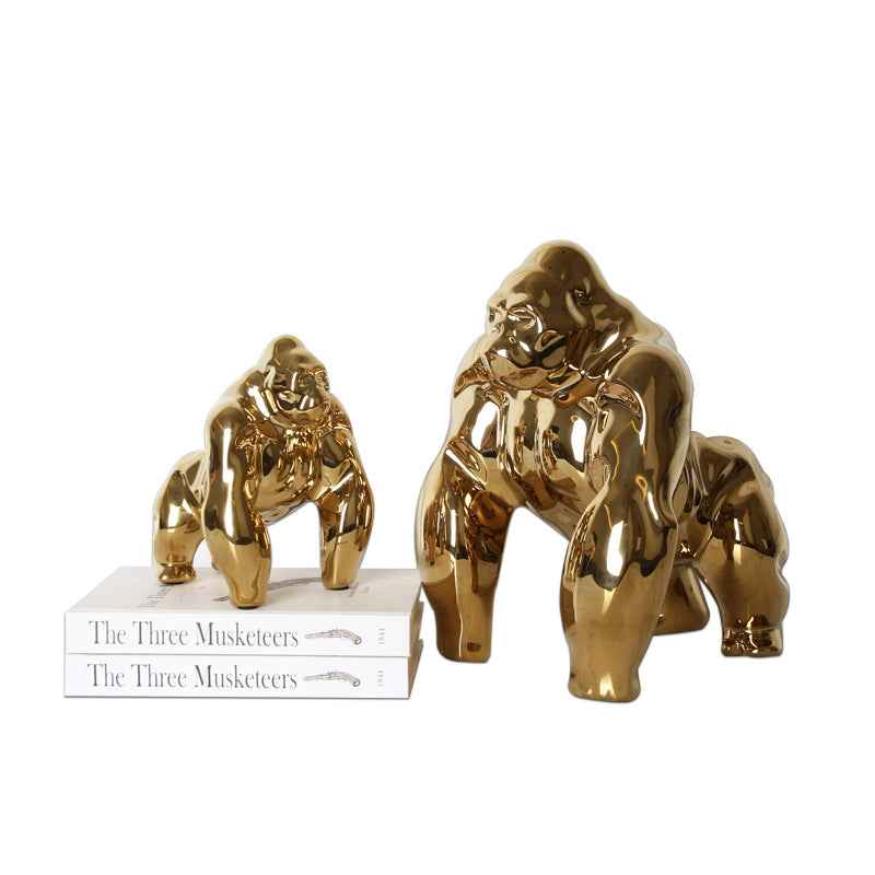 Nordic Plated Gold Ceramic Orangutan Ornaments