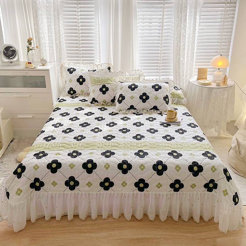 Cotton Lace Embroidery Quilted Bed Cover Series Three-piece Set