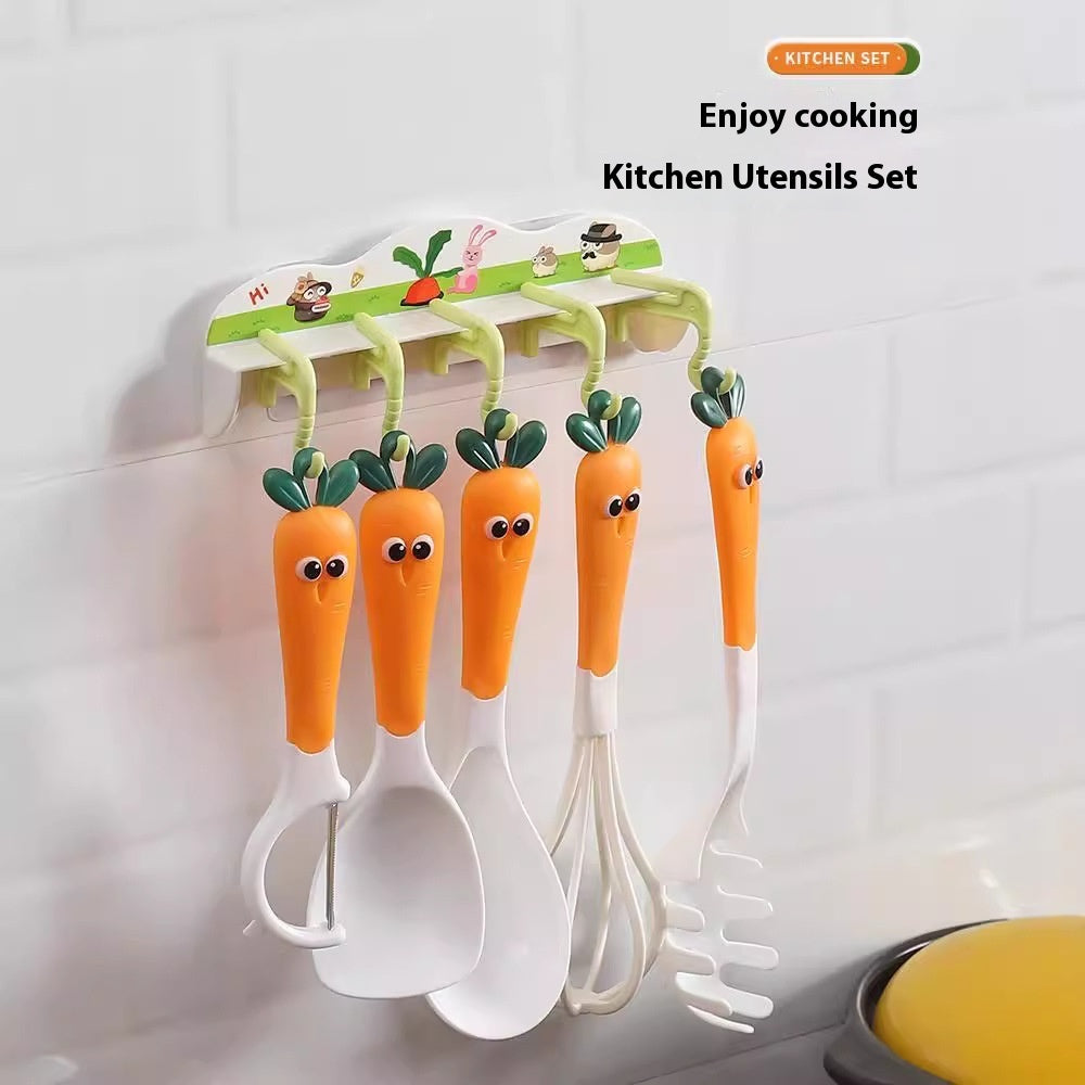 Ensemble d'ustensiles de cuisine Carrot avec crochet de rangement