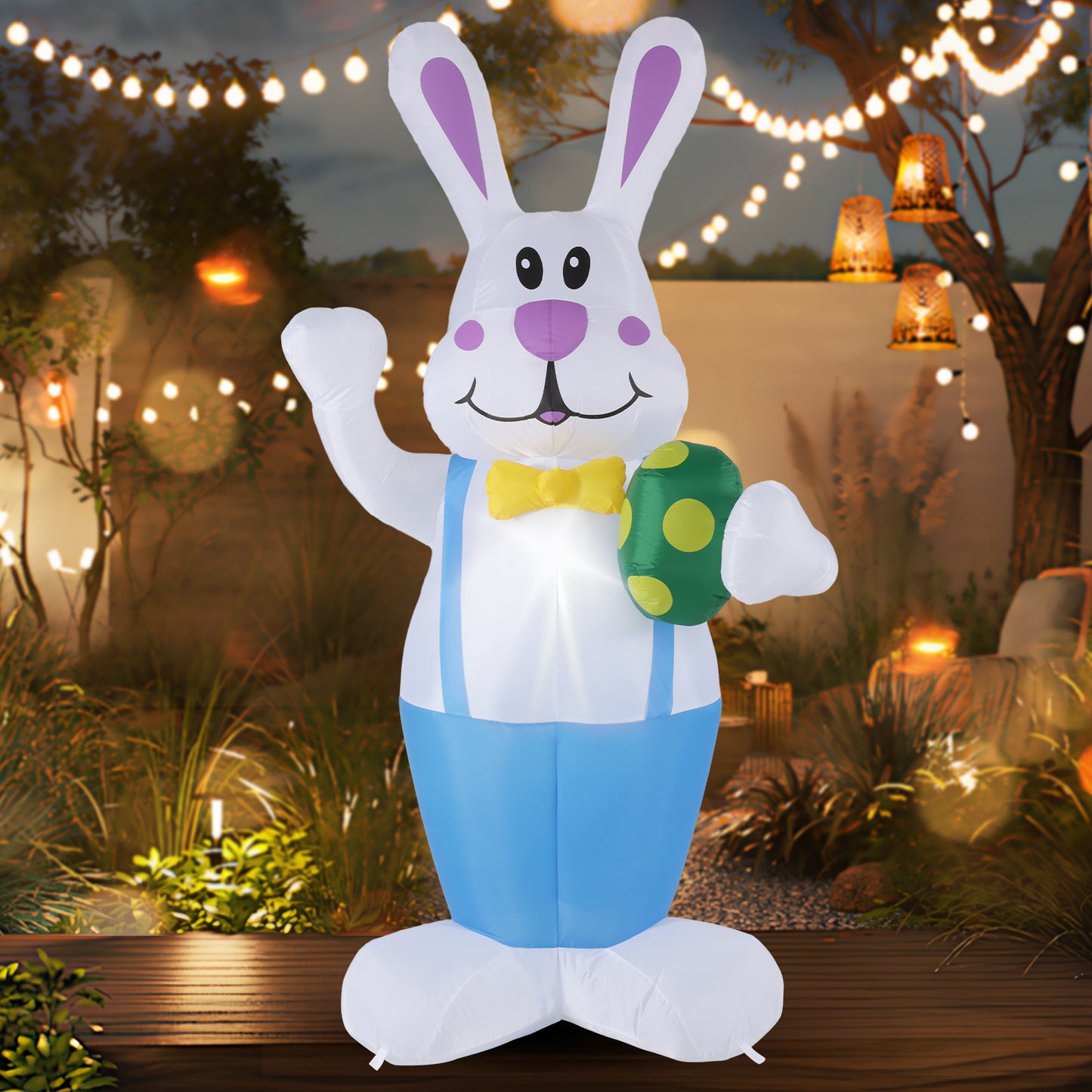 Conejo inflable de Pascua de dibujos animados LED luminoso 