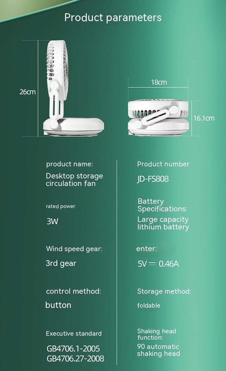 Ventilateur de bureau pliant télescopique de bureau de Camping