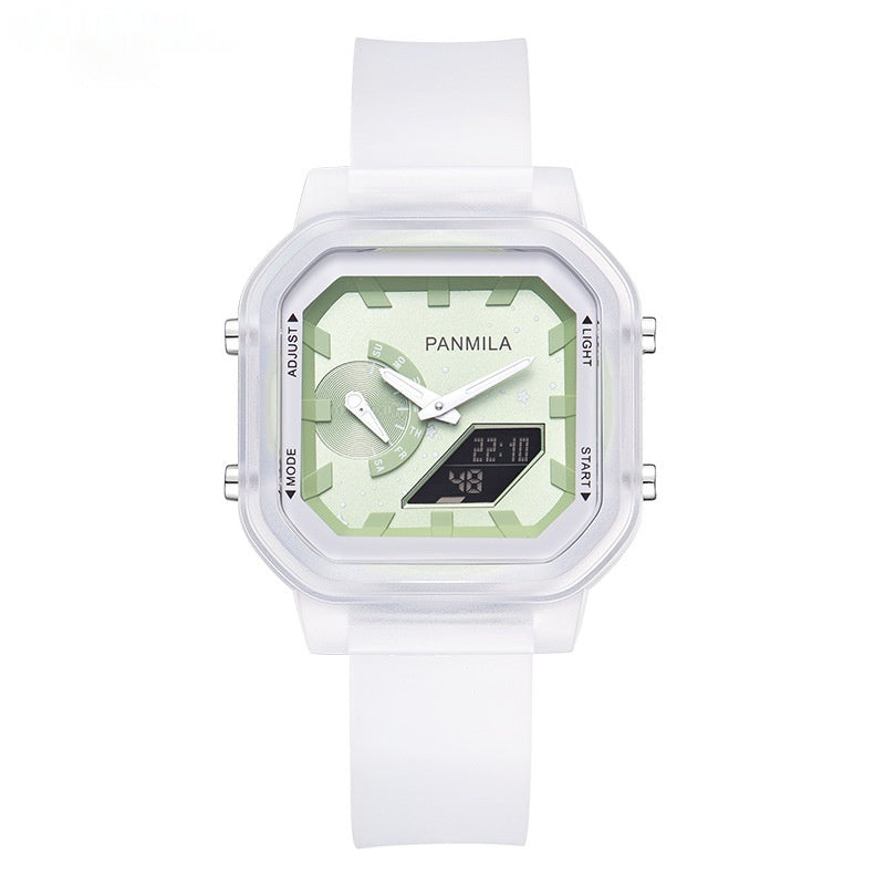 Reloj electrónico multifuncional para estudiantes Reloj luminoso informal de silicona Jelly