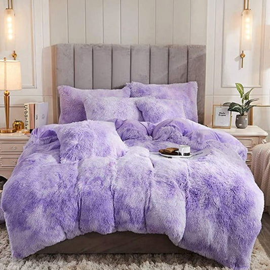 Ensemble de quatre pièces en velours de vison longue housse de couette en velours cristal en peluche