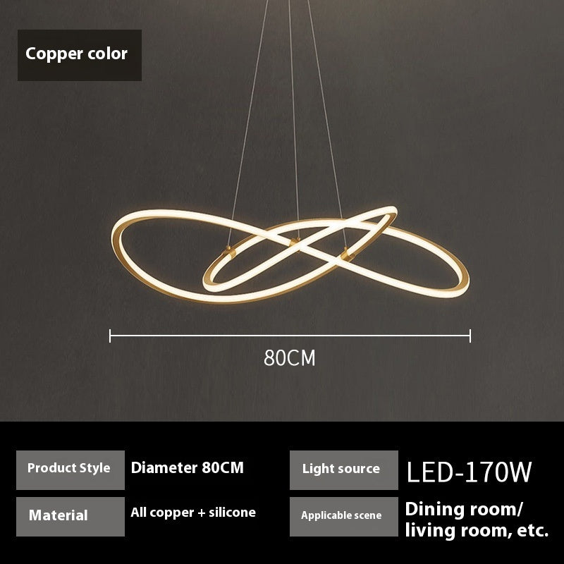 All Copper Minimalist Living Room Chandelier Modern Light Luxury Creative Chandelier