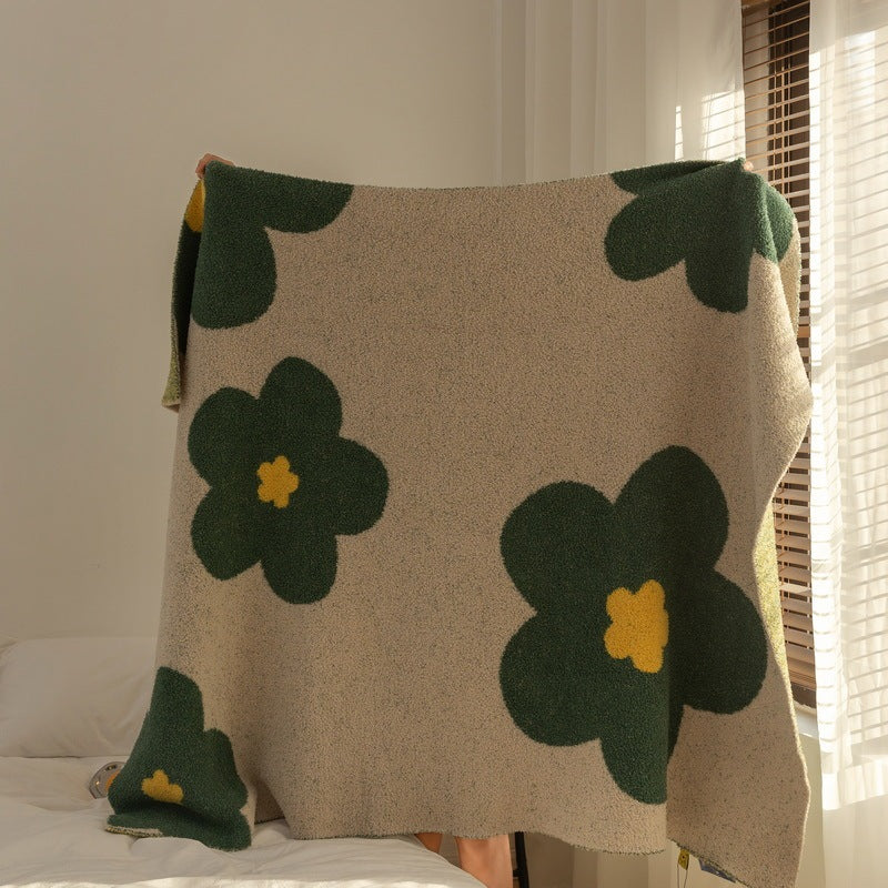 Sunflower Class A Fleece Knitted Blanket Sofa With Half Hem