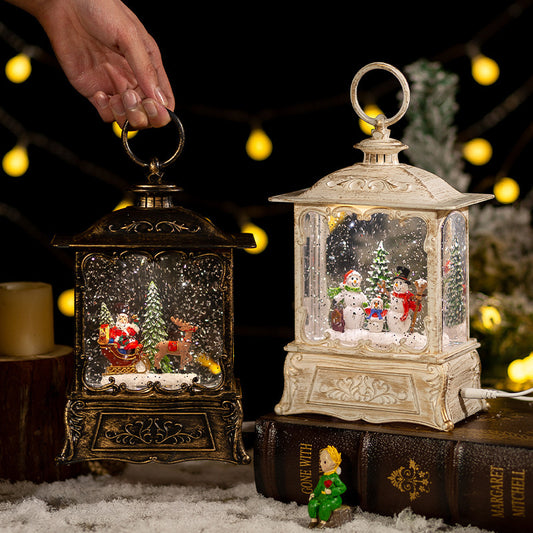 Caja de música con bola de cristal decorativa navideña