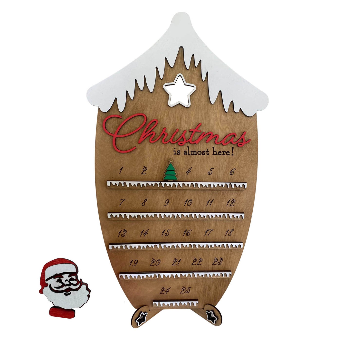 Adorno de madera para decoración de cuenta regresiva de Navidad