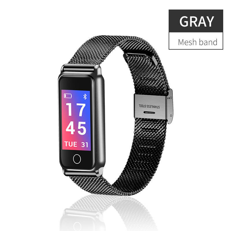 Nouveau Y8 écran couleur montre entièrement en métal Bracelet intelligent fréquence cardiaque