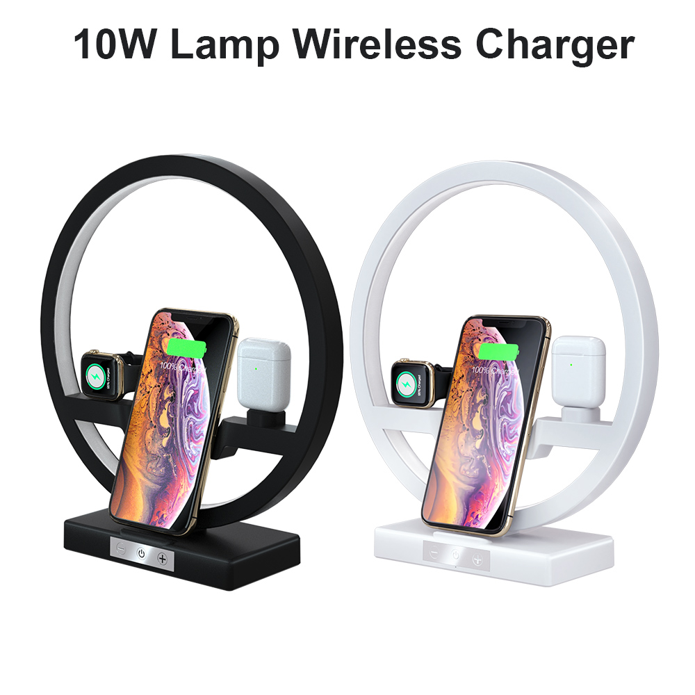 Wireless Charger Stand Table Lamp Touch Switch 10W Charger For Apple Watch Cell Phones Headphones