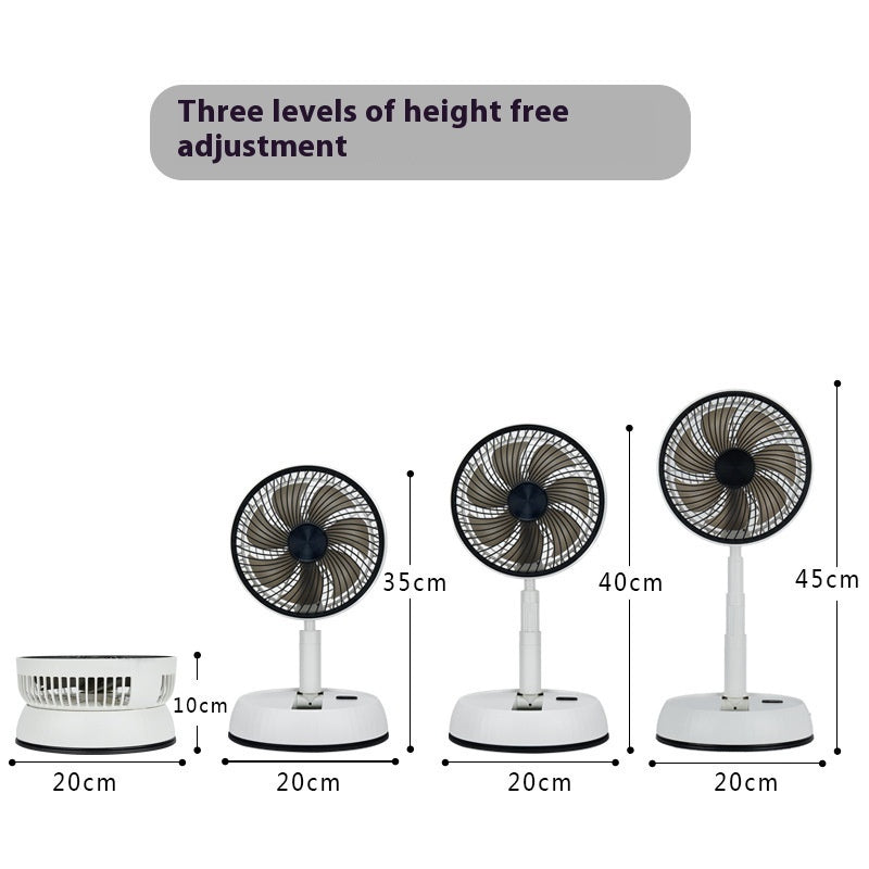 Ventilador silencioso USB retráctil con cabezal móvil retráctil de escritorio con Control remoto plegable