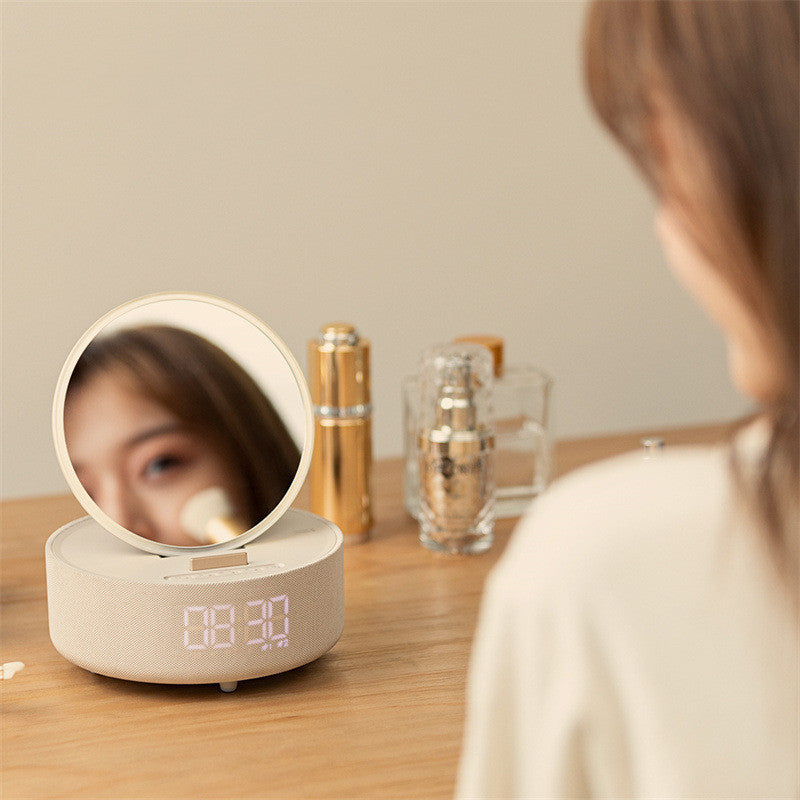 Espejo cargador inalámbrico despertador Altavoz Bluetooth luz LED nocturna reloj Digital inteligente altavoz para cargador de teléfono