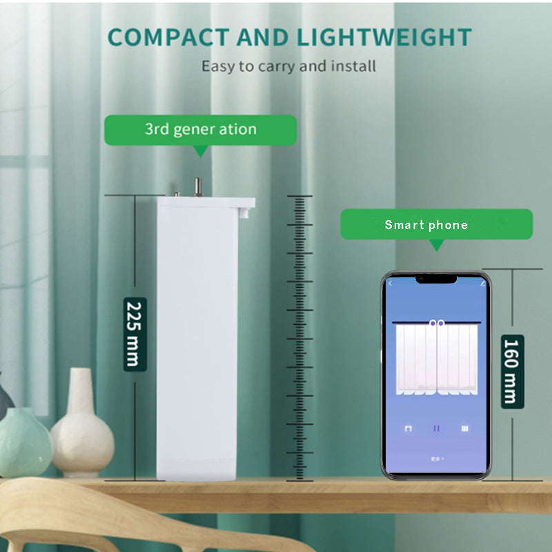 Rideau intelligent, batterie au Lithium électrique, piste vocale à distance rechargeable