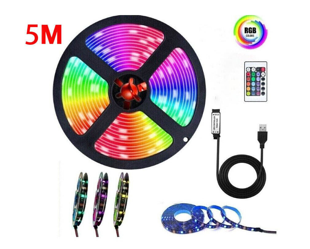 Tira de luz LED USB 2-5M RGB Color 5050 cambio de color con iluminación de cocina de TV