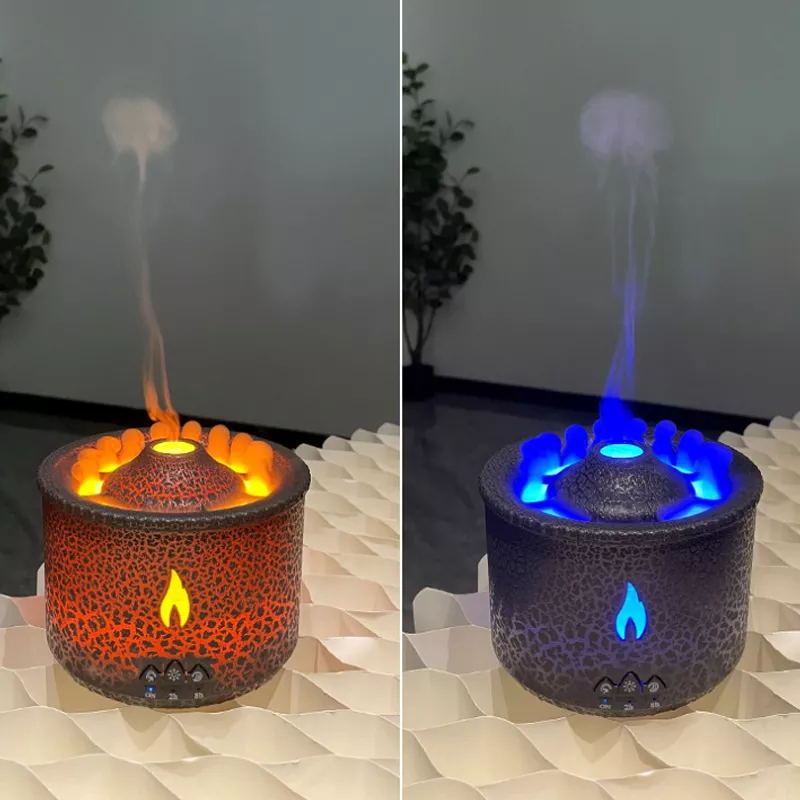 Gros méduse feu volcan humidificateur diffuseur d'air en gros Portable flamme huile essentielle arôme Mini diffuseur volcanique