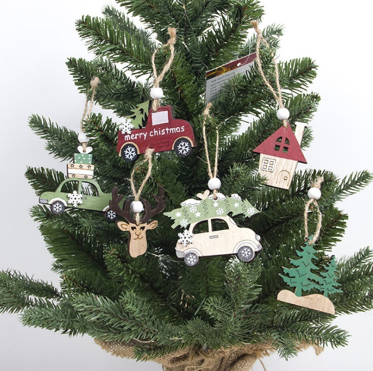 Pendentif créatif en bois pour décoration d'arbre de Noël