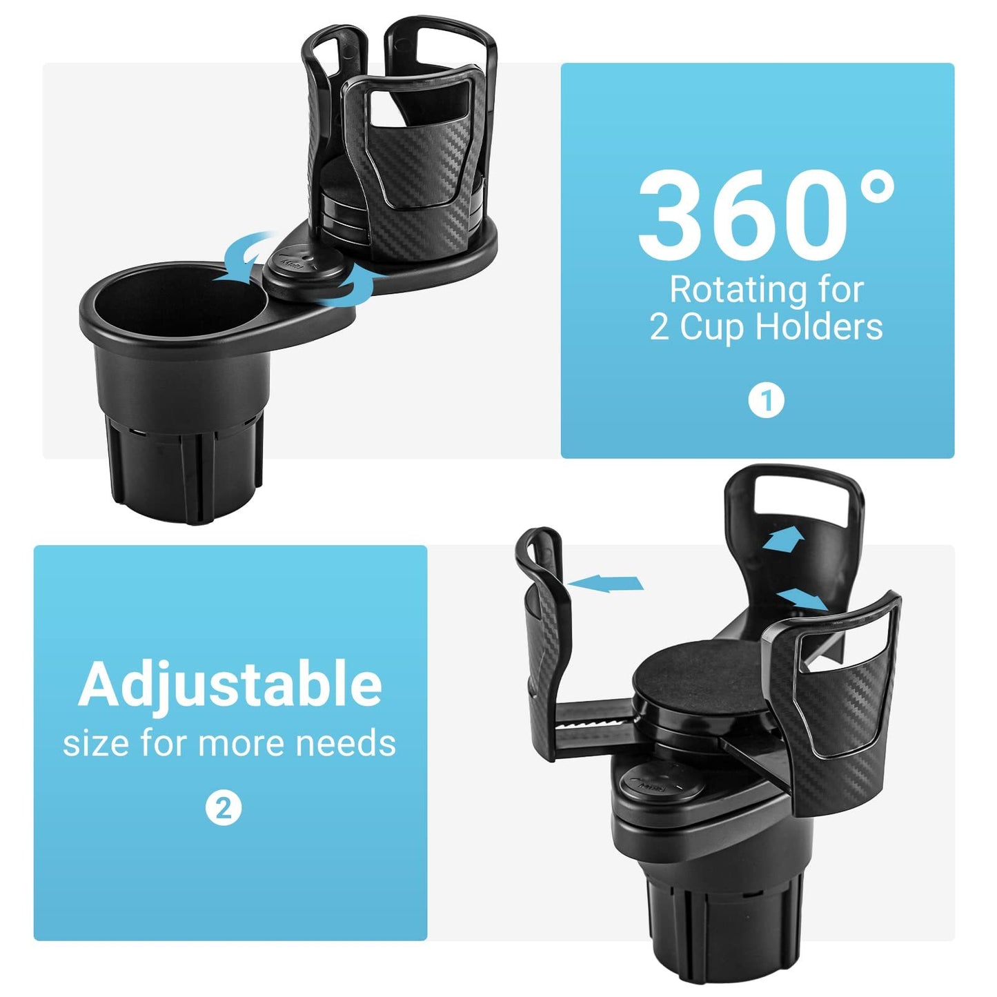 Soporte para botella de agua para coche, soporte para vasos giratorio de 360 ​​grados, gafas de sol, organizador de teléfono, almacenamiento, accesorios de Interior de coche