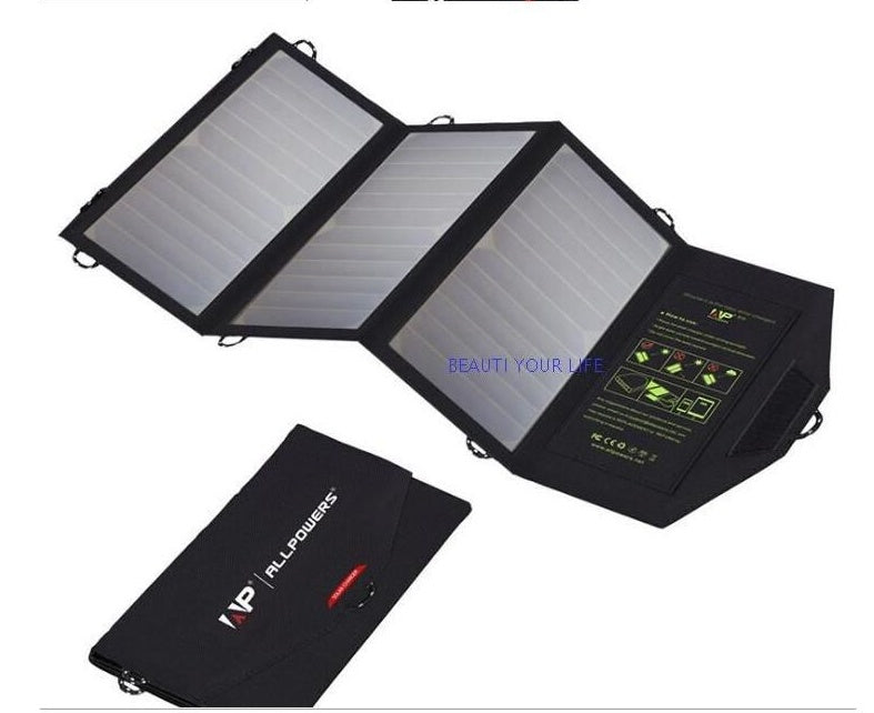 Paneles solares Cargador de panel solar USB dual, plegable, impermeable, portátil, 5V/2.1A