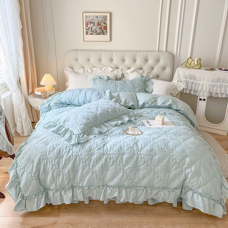 Ensemble quatre pièces en coton lavé Housse de couette Girlish Heart