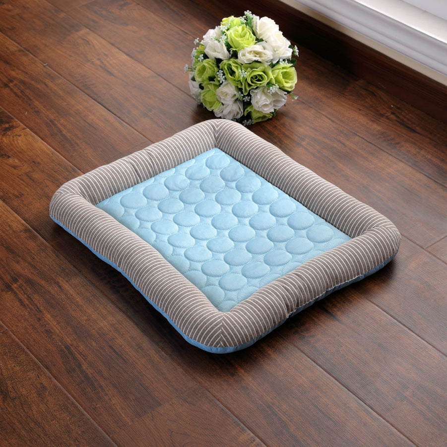 Almohadilla refrescante para mascotas, cama para perros, gatos, cachorros y gatitos, manta fresca para mascotas, Material de seda helada, suave para dormir en verano, azul, transpirable