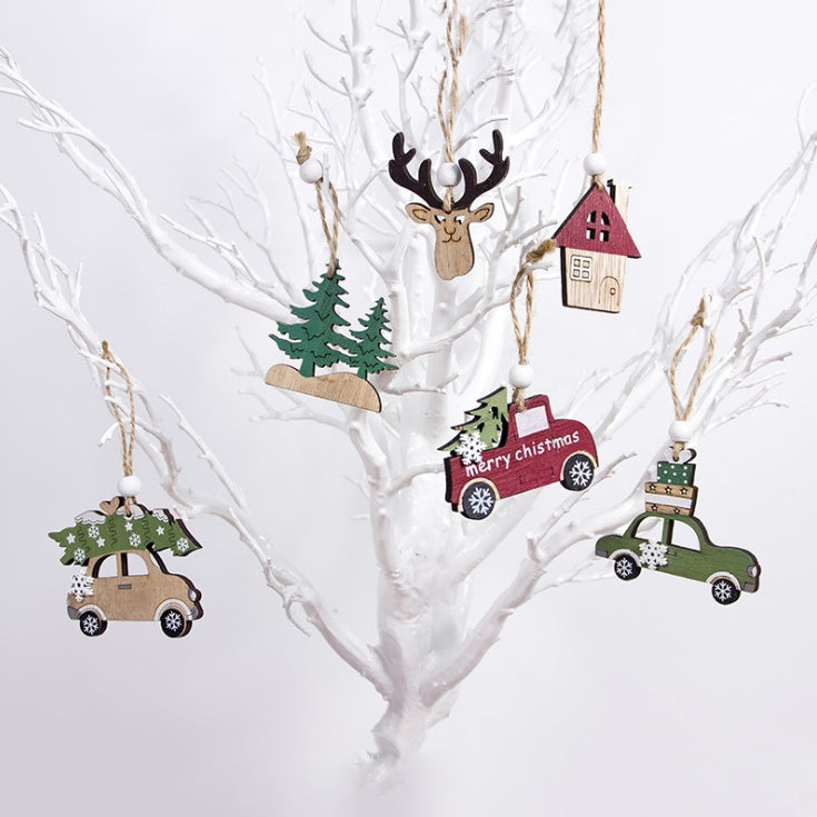 Pendentif créatif en bois pour décoration d'arbre de Noël