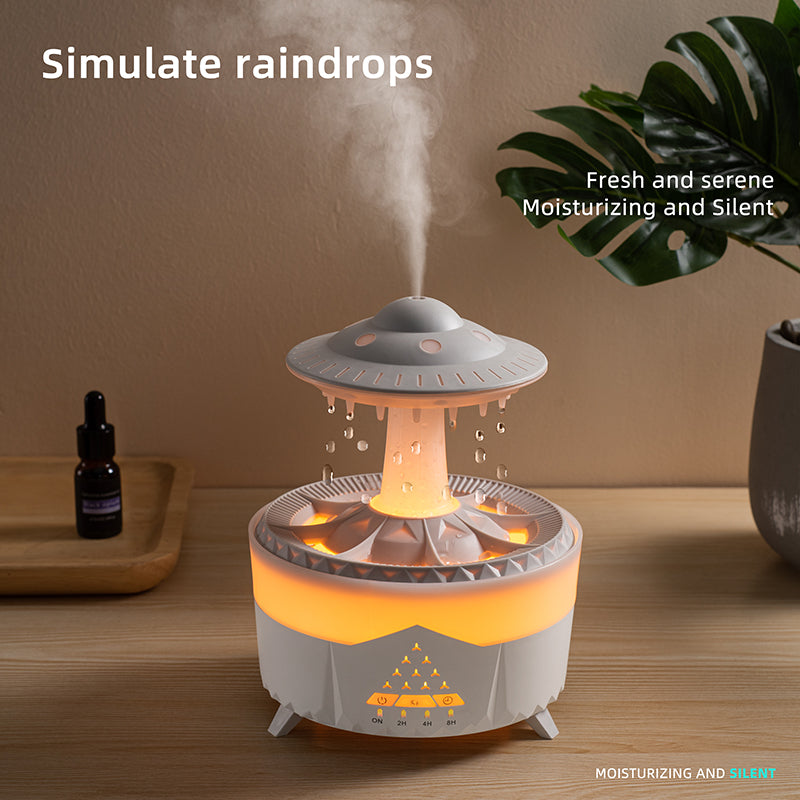 Humidificateur de pluie UFO goutte de pluie aromathérapie goutte d'eau ultrasonique humidificateur de pluie d'air 350 ml 7 couleurs lampe LED diffuseur d'arôme de goutte de pluie