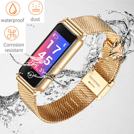 Nouveau Y8 écran couleur montre entièrement en métal Bracelet intelligent fréquence cardiaque