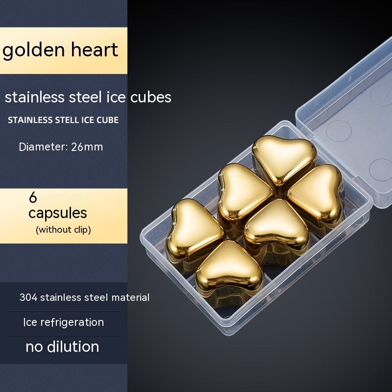 Cubo de hielo de acero inoxidable dorado en forma de corazón 304