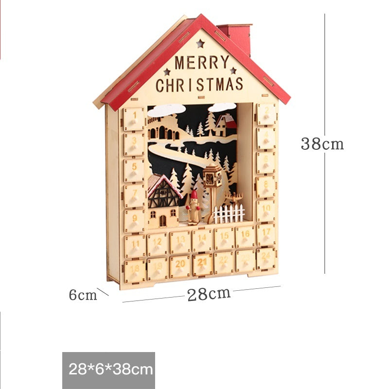 Calendrier de Noël en bois avec décoration 