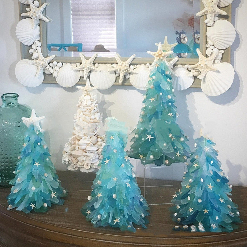 DIY Christmas Decoration Blue Christmas Tree Glass Creative Unique Decoration