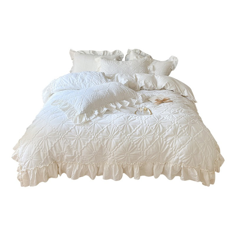 Ensemble quatre pièces en coton lavé Housse de couette Girlish Heart