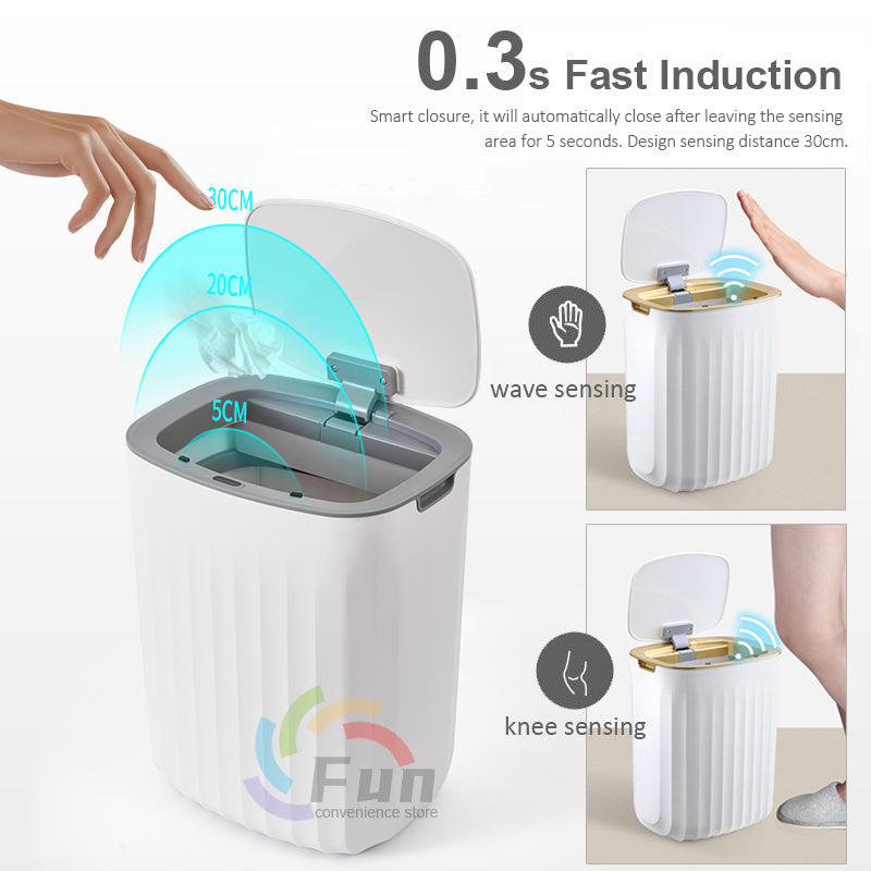 Bote de basura inteligente con tapa para dormitorio y sala de estar Caja de almacenamiento de cocina Bote de basura Inducción Caja de automóvil pequeña Cubo de basura inteligente automático Bote de basura inteligente