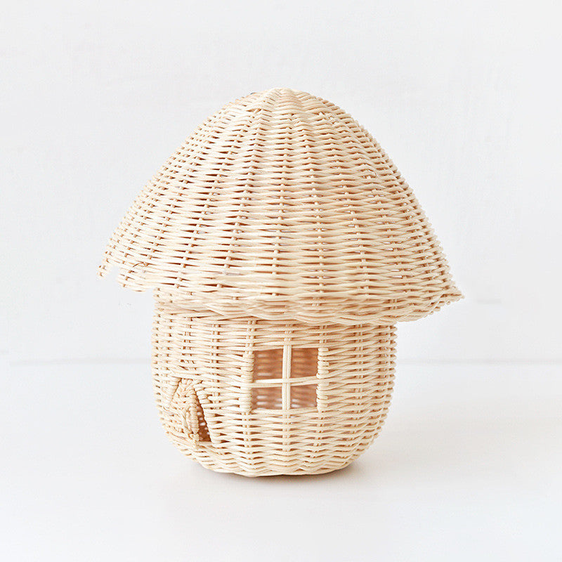 Handmade Rattan Woven Mushroom House Ornaments