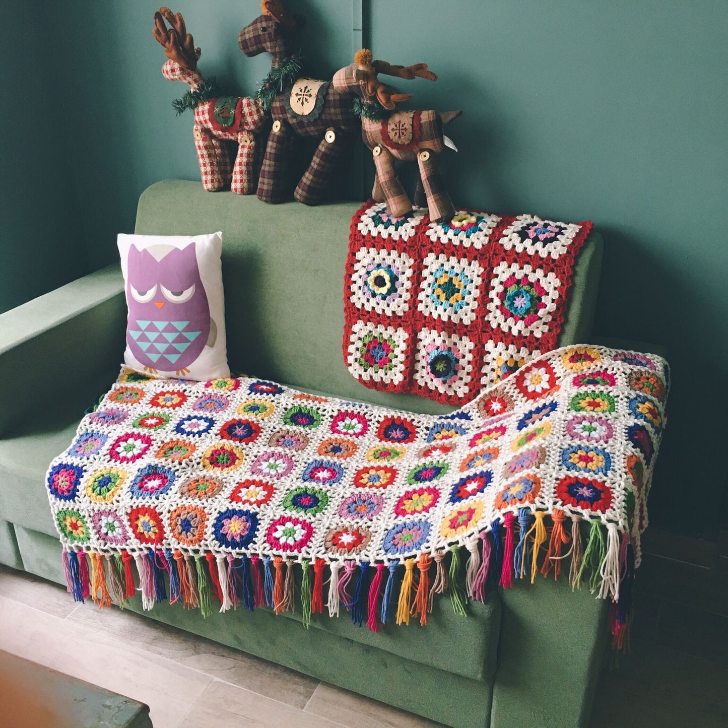 Couverture de gland de forêt, nappe de jardin de fleurs au crochet à la main