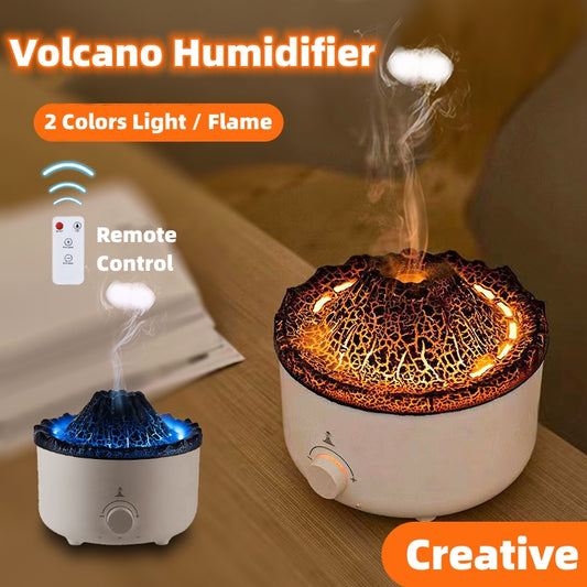 Muet de nouveau petit humidificateur de volcan à flamme simulée humidificateur de flamme diffuseur de volcan décorations pour la maison