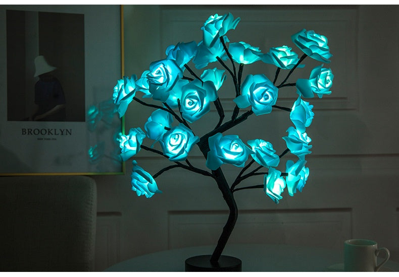 Rose fleur lampe USB LED à piles lampe de Table bonsaï arbre veilleuses guirlande chambre décoration lumières décor à la maison