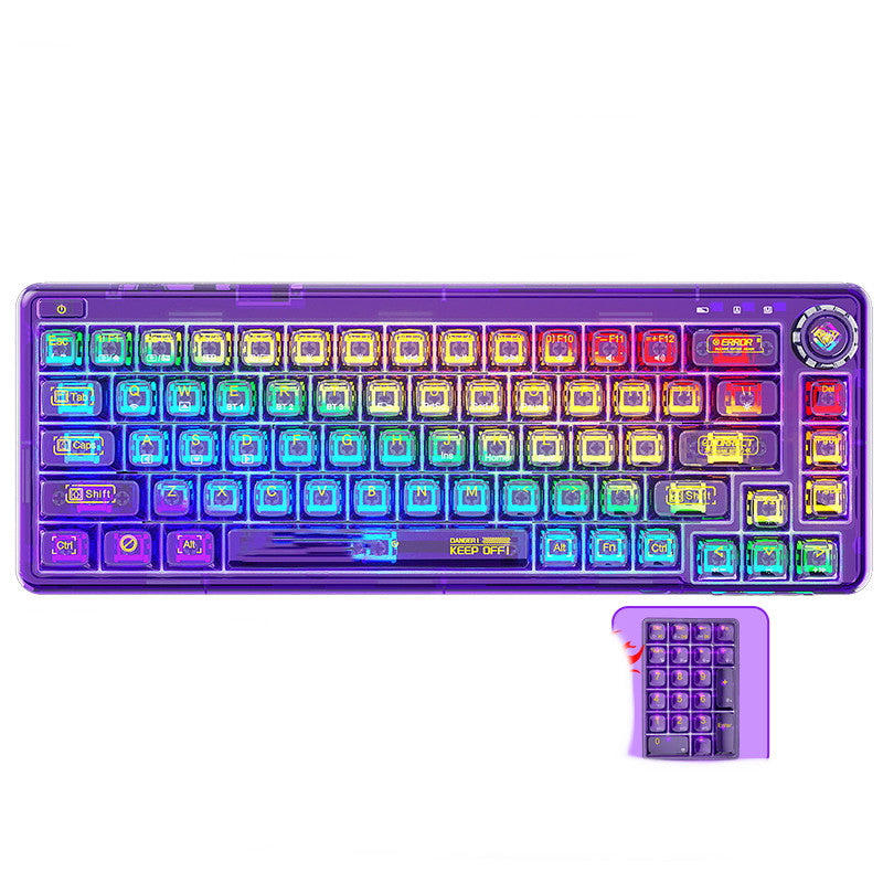 Bluetooth Mechanical Keyboard Transparent Case Hot-swappable Gasket Structure