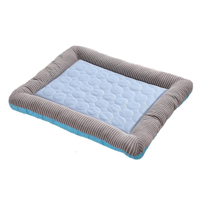 Coussin rafraîchissant pour animaux de compagnie, lit pour chiens, chats, chiots, chatons, couverture fraîche pour animaux de compagnie, matériau en soie glacée, doux pour dormir en été, bleu, respirant