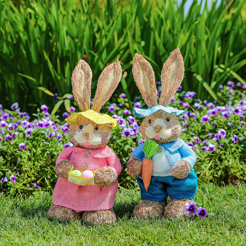 Adornos de decoración de conejo de Pascua, jardín de infantes, patio, decoración de conejo, esquina de planta de jardín