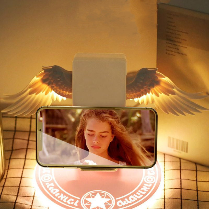 Universal colorido LED Angel Wings Qi cargador inalámbrico base de carga para teléfono móvil cargador rápido