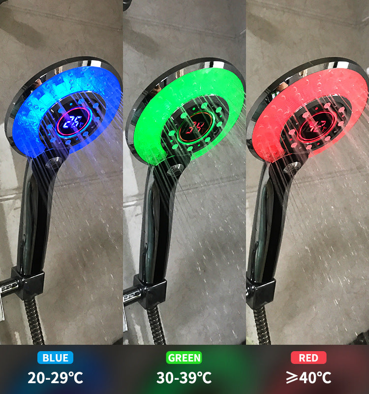 Pommeau de douche LED réglable, 3 modes, 3 couleurs, capteur de température, arroseur de bain RGB, pomme de douche de salle de bain