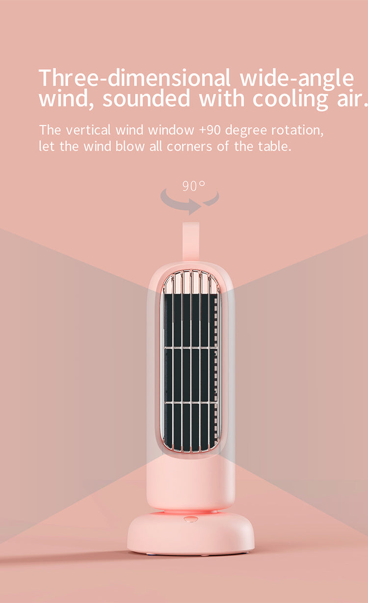 Ventilador de torre retro con carga USB, miniventilador para el hogar, escritorio, oficina, dormitorio, interior, silencioso, con cabezal móvil