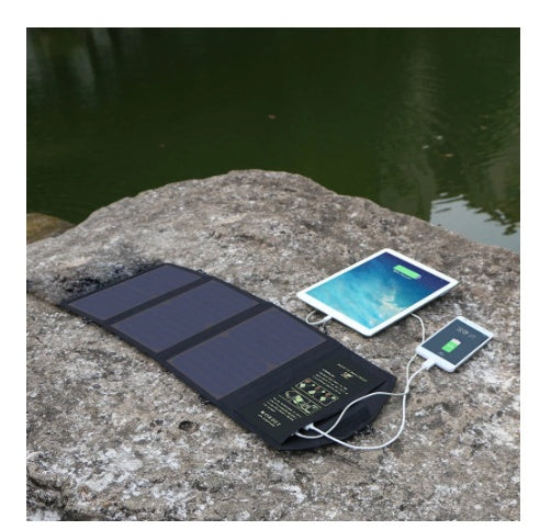 Compatible with Apple, ALLPOWERS 5V21W Portable Phone Charger Solar Charge Dual USB Output Mobile Phone Charger for iPhone Samsung Smartphone