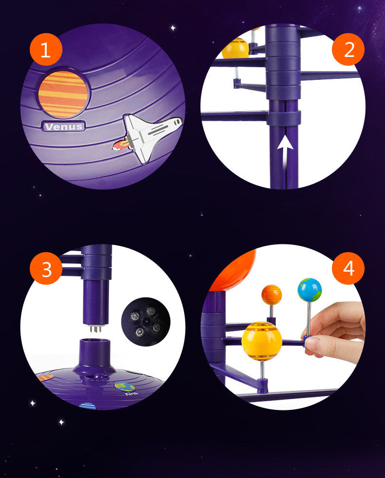 Sistema Solar colorido, proyector LED de cielo, Control de voz giratorio, reproductor de música, tecnología DIY, modelo planetario, juguete educativo de vapor