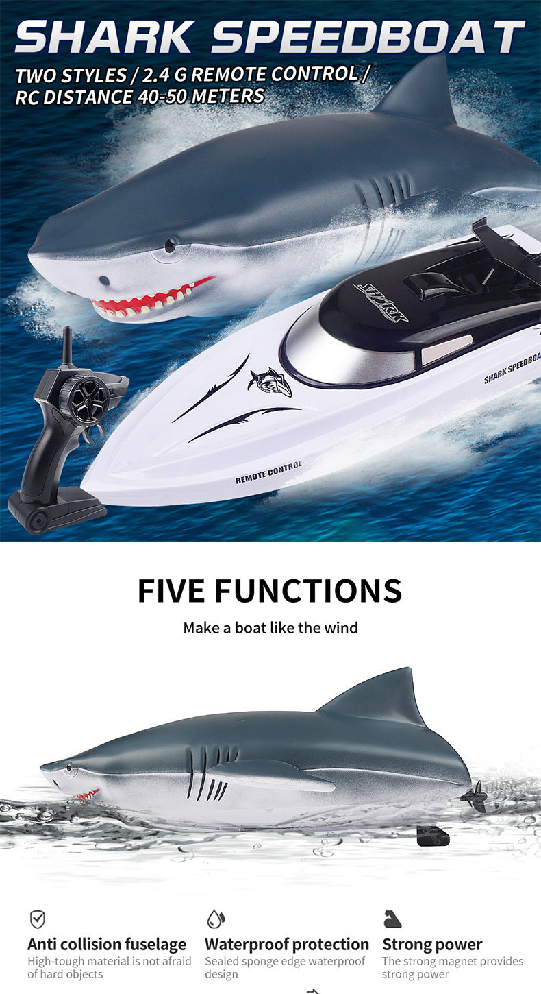 Nouveau Requin électrique RC bateau véhicules étanche piscine Simulation modèle jouets 2 en 1 haute vitesse télécommande bateau