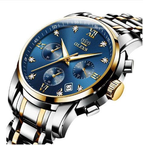 Relojes de marca de lujo para hombre, cronógrafo de acero inoxidable, relojes de pulsera de cuarzo resistentes al agua, reloj con fecha para hombre, esfera azul, reloj Masculino