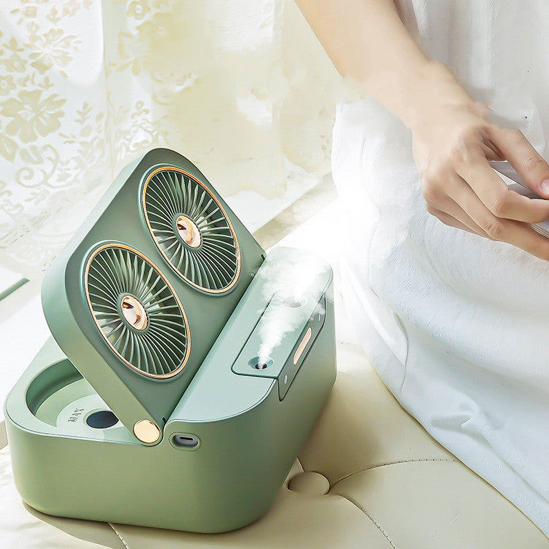 Nouveau Double pale de ventilateur Double ventilateur de pulvérisation humidifiant et refroidissant