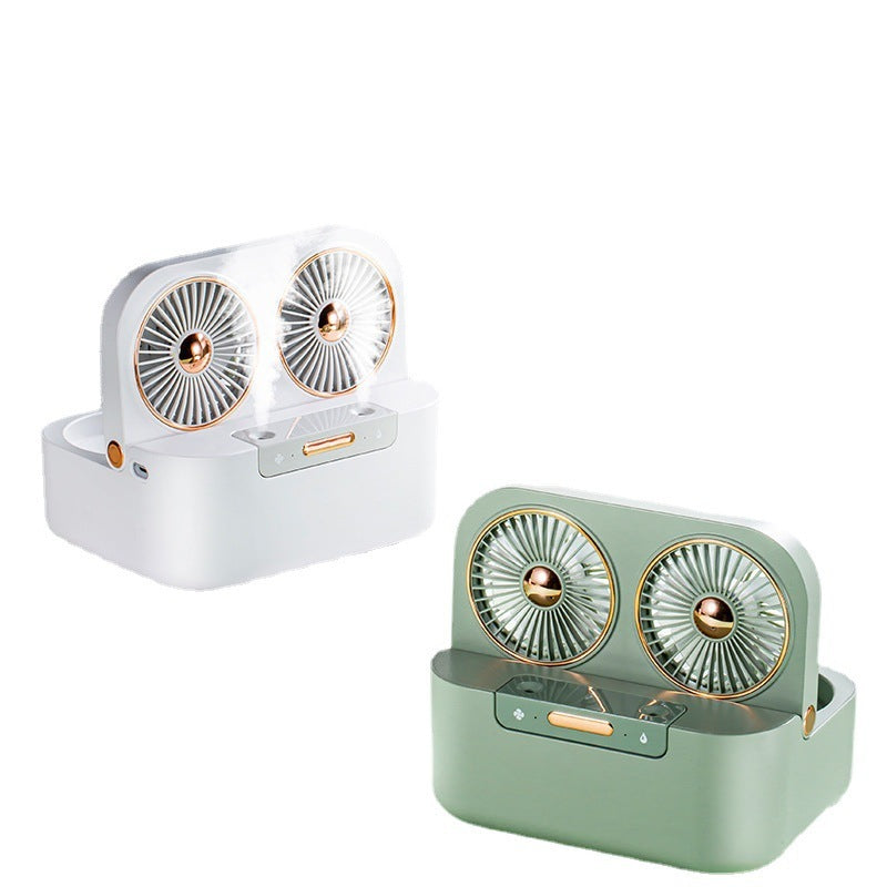 Nouveau Double pale de ventilateur Double ventilateur de pulvérisation humidifiant et refroidissant